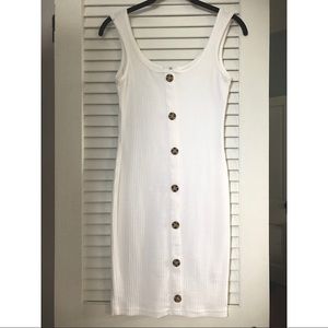White Button Down Ribbed Dress (Missguided, US 6)